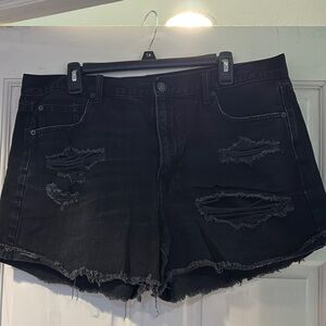 Women's Black Distressed Denim Shorts